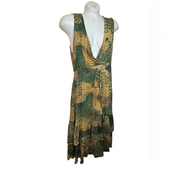 Chaudry Kc Abstract Tropical Animal Print Tiered Mini Dress - Picture 2 of 8